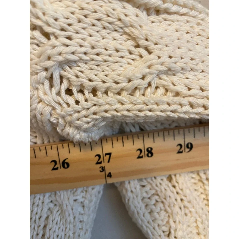 Pilcro Anthropologie Cream Cable Knit Turtleneck Sweater XL Chunky